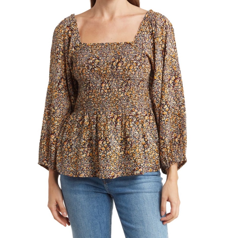 Madewell, Lucie floral Smocked Top